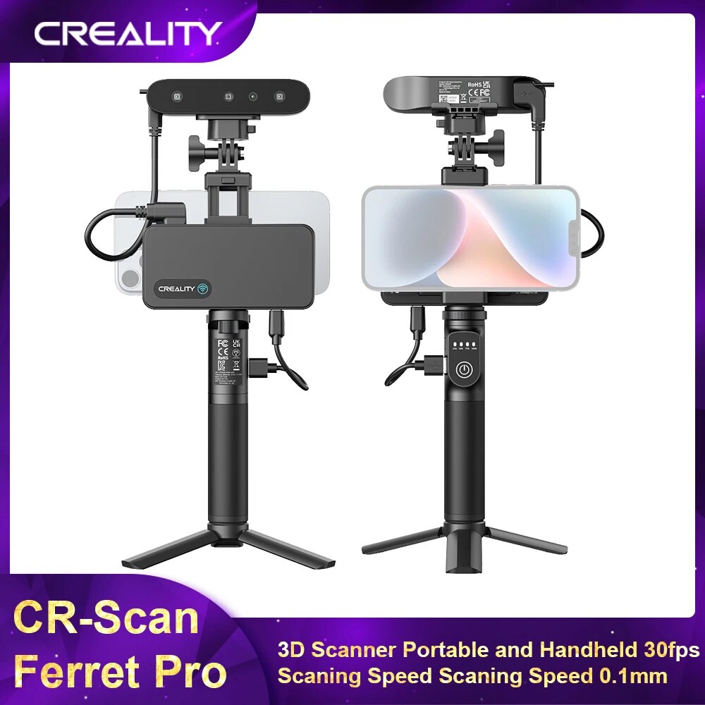 Creality  CR-Scan Ferret Pro ޴ ڵ 3D ĳ, ն  , 0.1mm Ȯ,  WiFi 6 ĳ